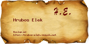 Hrubos Elek névjegykártya